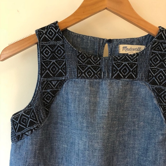 Madewell Indigo Linen Embroidery Tank - Picture 4 of 5